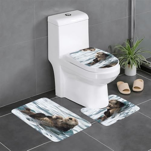 Otter 3-teiliges Badezimmerteppich-Set, WC-Bodenteppich, Badewanne, Dusche, waschbare Matten – bequeme und langlebige Badteppiche Otter 3-teiliges Badezimmerteppich-Set, WC-Bodenteppich, Badewanne, Dusche, waschbare Matten – bequeme und langlebige Badteppiche von JaoXer
