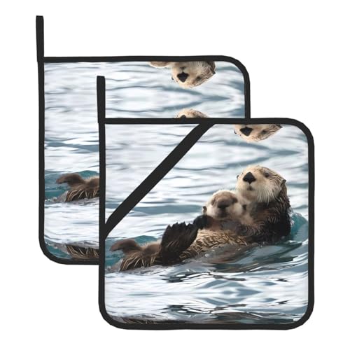 Otter Topflappen-Sets für Küche und Grill, hitzebeständige Hotpads und Topflappen, perfekt zum Backen, Grillen Otter Topflappen-Sets für Küche und Grill, hitzebeständige Hotpads und Topflappen, perfekt zum Backen, Grillen von JaoXer