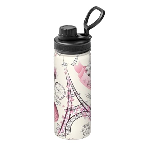 Paris Eiffelturm Blume 530 ml Sport Isolierter Wasserkocher – doppelwandige Thermoskanne für heiße und kalte Getränke – perfekt für Reisen, Camping Paris Eiffelturm Blume 530 ml Sport Isolierter Wasserkocher – doppelwandige Thermoskanne für heiße und kalte Getränke – perfekt für Reisen, Camping von JaoXer
