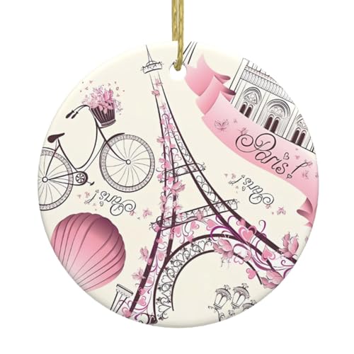 Paris Eiffelturm Blume Keramik Weihnachtsbaum Ornament – festliche, runde hängende Dekoration für Weihnachten, Feiertage, Hochzeiten und mehr Paris Eiffelturm Blume Keramik Weihnachtsbaum Ornament – festliche, runde hängende Dekoration für Weihnachten, Feiertage, Hochzeiten und mehr von JaoXer