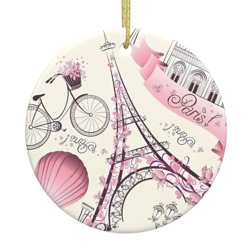 Paris Eiffelturm Blume Weihnachtsbaum Keramik hängende dekorative Ornamente für Weihnachten, Feiertage - Wandhalterung Dekor für Zuhause, Partys Paris Eiffelturm Blume Weihnachtsbaum Keramik hängende dekorative Ornamente für Weihnachten, Feiertage - Wandhalterung Dekor für Zuhause, Partys von JaoXer