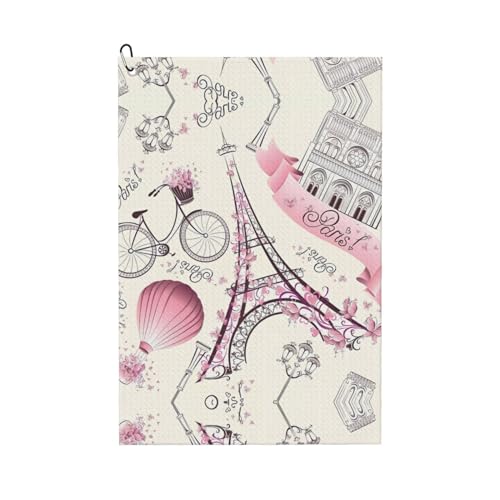 Paris Eiffelturm Blumen Druck Golf Club Handtuch für Männer & Frauen - Tragbar mit Karabiner Clip - Perfekt für Sport, Yoga, Fitnessstudio, Strand Paris Eiffelturm Blumen Druck Golf Club Handtuch für Männer & Frauen - Tragbar mit Karabiner Clip - Perfekt für Sport, Yoga, Fitnessstudio, Strand von JaoXer