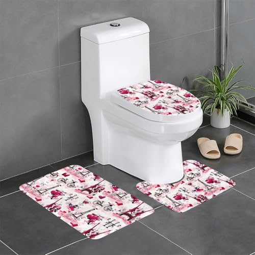 Paris Eiffelturm Frankreich 3-teiliges Badezimmerteppich-Set – WC-Bodenteppich, Badewanne, Dusche, waschbare Matten – bequeme und langlebige Badteppiche Paris Eiffelturm Frankreich 3-teiliges Badezimmerteppich-Set – WC-Bodenteppich, Badewanne, Dusche, waschbare Matten – bequeme und langlebige Badteppiche von JaoXer