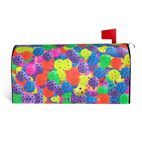 Pickleball Bälle Farben Muster Druck Magnetische Briefkastenabdeckung - Personalisierte reflektierende Briefkastenabdeckung für Outdoor-Gartendekoration 64,8 x 53,3 cm von JaoXer