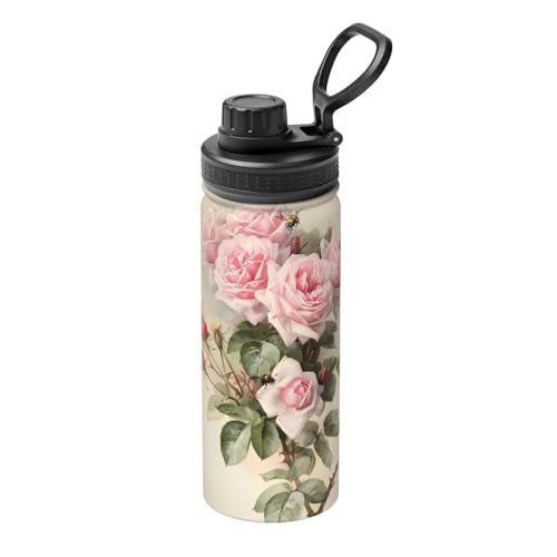Pink Vintage Rose 510.3 g Sport Isolierter Wasserkocher - Doppelwandige Thermoskanne für heiße und kalte Getränke - Perfekt für Reisen, Camping Pink Vintage Rose 510.3 g Sport Isolierter Wasserkocher - Doppelwandige Thermoskanne für heiße und kalte Getränke - Perfekt für Reisen, Camping von JaoXer