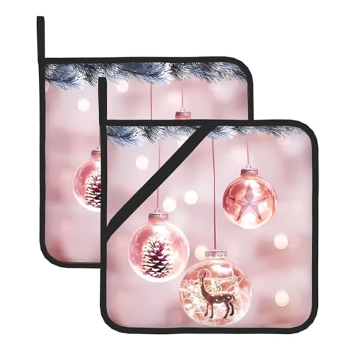Pinke Weihnachtskugel-Topflappen-Sets für Küche und Grill, hitzebeständige Hotpads und Topflappen, perfekt zum Backen, Grillen Pinke Weihnachtskugel-Topflappen-Sets für Küche und Grill, hitzebeständige Hotpads und Topflappen, perfekt zum Backen, Grillen von JaoXer
