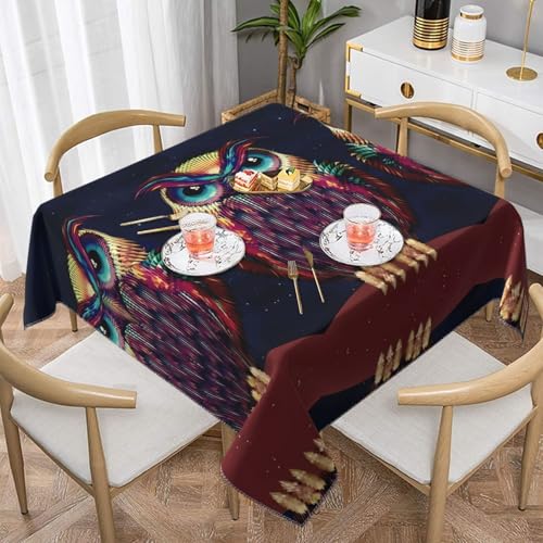 Quadratische Tischdecke mit Eulenmuster, perfekt für drinnen und draußen, Esstisch, Couchtisch und Bürokonferenzen von JaoXer