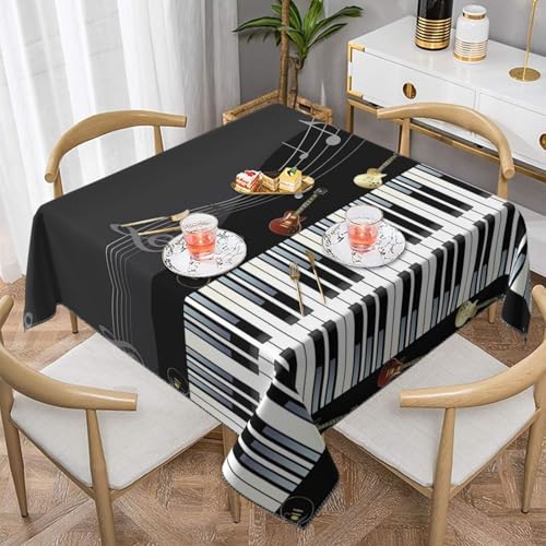 Quadratische Tischdecke mit Gitarren-Klaviermuster, perfekt für drinnen und draußen, Esstisch, Couchtisch und Bürobesprechungen von JaoXer