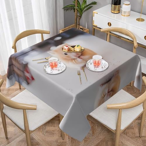 Quadratische Tischdecke mit Hamsterdruck, perfekt für drinnen und draußen, Esstisch, Couchtisch und Bürokonferenzen von JaoXer