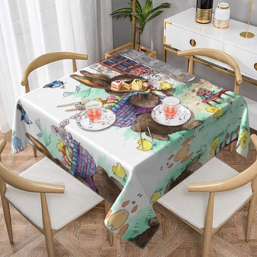 Quadratische Tischdecke mit Osterhasen-Druck, perfekt für drinnen und draußen, Esstisch, Couchtisch und Bürokonferenzen von JaoXer