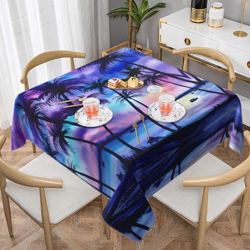 Quadratische Tischdecke mit Palmenmuster – perfekt für drinnen und draußen, Esstisch, Couchtisch und Bürokonferenzen von JaoXer