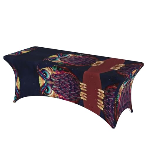 Rechteckige Tischdecke mit Eulenmuster, abwischbar, dehnbar, langlebig, für den Innen- und Außenbereich Rechteckige Tischdecke mit Eulenmuster, abwischbar, dehnbar, langlebig, für den Innen- und Außenbereich von JaoXer