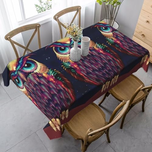 Rechteckige Tischdecke mit Eulenmuster, waschbar, klassische Küchendekoration für Esstisch, Tischplatte, Party-Tischdecken von JaoXer
