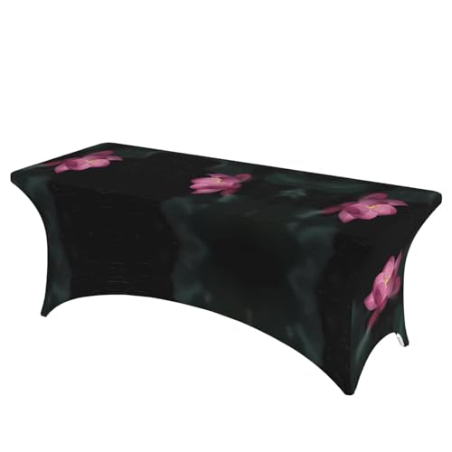 Rechteckige Tischdecke mit Lotusblumen-Druck, abwischbar, dehnbar, langlebig, für den Innen- und Außenbereich von JaoXer