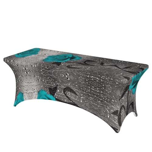 Rechteckige Tischdecke mit Rosen-Motiv, abwischbar, dehnbar, langlebig, für den Innen- und Außenbereich Rechteckige Tischdecke mit Rosen-Motiv, abwischbar, dehnbar, langlebig, für den Innen- und Außenbereich von JaoXer
