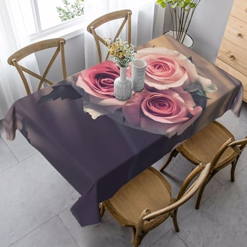Rechteckige Tischdecke mit Rosenblüten-Druck, waschbar, klassische Küchendekoration für Esstisch, Tischplatte, Party-Tischdecken Rechteckige Tischdecke mit Rosenblüten-Druck, waschbar, klassische Küchendekoration für Esstisch, Tischplatte, Party-Tischdecken von JaoXer