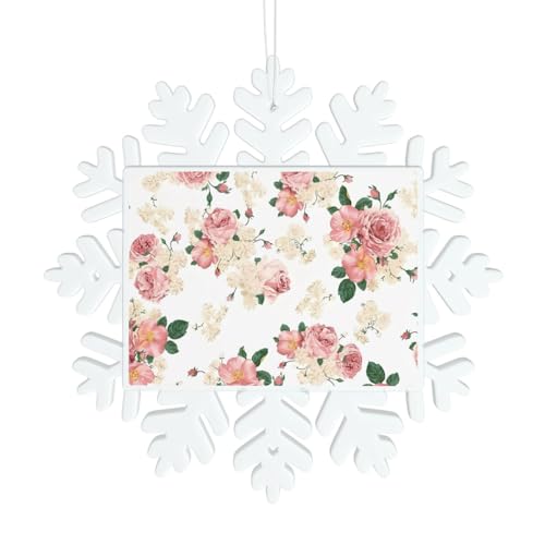 Rosa Rose Blume mit Blättern Schneeflocke Dekorationen - Winter Weihnachten hängen für Weihnachtsbaum, Urlaub Hochzeit Party Schilder, Tischdekoration Rosa Rose Blume mit Blättern Schneeflocke Dekorationen - Winter Weihnachten hängen für Weihnachtsbaum, Urlaub Hochzeit Party Schilder, Tischdekoration von JaoXer