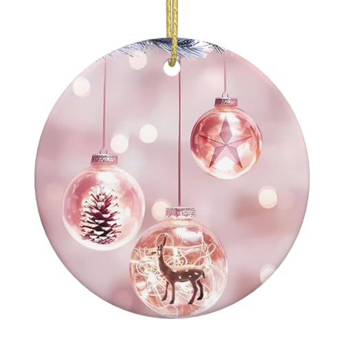 Rosa Weihnachtskugel Weihnachtsbaum Keramik hängende dekorative Ornamente für Weihnachten, Feiertage - Wandhalterung Dekor für Zuhause, Partys Rosa Weihnachtskugel Weihnachtsbaum Keramik hängende dekorative Ornamente für Weihnachten, Feiertage - Wandhalterung Dekor für Zuhause, Partys von JaoXer