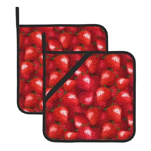 Rote Erdbeer-Topfhalter-Sets für Küche und Grill, hitzebeständige Hotpads und Topflappen, perfekt zum Backen, Grillen Rote Erdbeer-Topfhalter-Sets für Küche und Grill, hitzebeständige Hotpads und Topflappen, perfekt zum Backen, Grillen von JaoXer