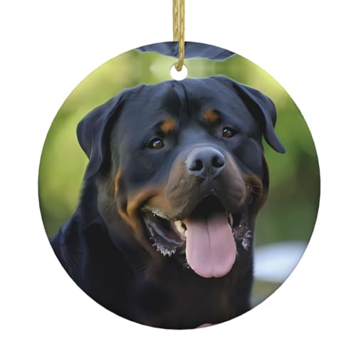 Rottweiler Tapete aus Keramik, Weihnachtsbaumschmuck – festliche, runde hängende Dekoration für Weihnachten, Feiertage, Hochzeiten und mehr Rottweiler Tapete aus Keramik, Weihnachtsbaumschmuck – festliche, runde hängende Dekoration für Weihnachten, Feiertage, Hochzeiten und mehr von JaoXer