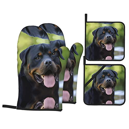 Rottweiler Tapeten-Ofenhandschuhe und Topflappen-Sets – hitzebeständige Küchenhandschuhe, Kochen, Backen, Grillen, Isolierung Rottweiler Tapeten-Ofenhandschuhe und Topflappen-Sets – hitzebeständige Küchenhandschuhe, Kochen, Backen, Grillen, Isolierung von JaoXer