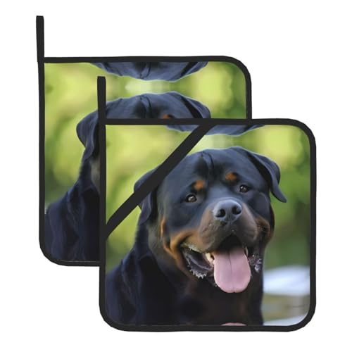 Rottweiler Tapeten-Topflappen-Sets für Küche und Grill, hitzebeständige Hotpads und Topflappen, perfekt zum Backen, Grillen Rottweiler Tapeten-Topflappen-Sets für Küche und Grill, hitzebeständige Hotpads und Topflappen, perfekt zum Backen, Grillen von JaoXer