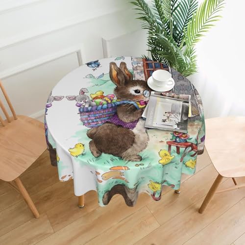Runde Osterhasen-Tischdecke – Esstischabdeckung für Esszimmer, Bürotreffen und Feiertage, 152,4 cm Couchtischdecke Runde Osterhasen-Tischdecke – Esstischabdeckung für Esszimmer, Bürotreffen und Feiertage, 152,4 cm Couchtischdecke von JaoXer