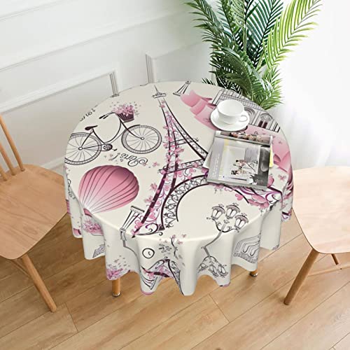 Runde Tischdecke Paris Eiffelturm Blume – Esstischabdeckung für Esszimmer, Bürotreffen und Feiertage – 152,4 cm Couchtischdecke von JaoXer
