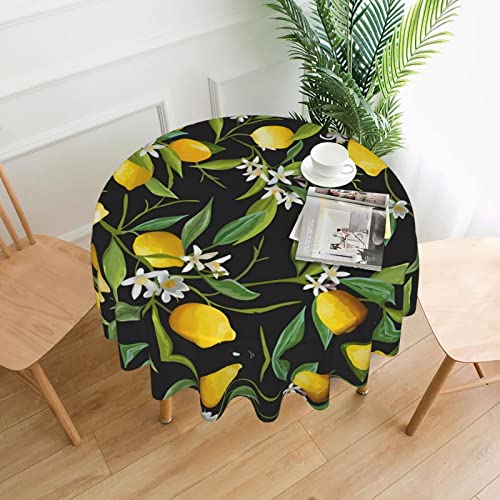 Runde Tischdecke mit Zitronen- und Blumen-Motiv, Esstischabdeckung für Esszimmer, Bürotreffen und Feiertage, 152,4 cm Couchtischdecke Runde Tischdecke mit Zitronen- und Blumen-Motiv, Esstischabdeckung für Esszimmer, Bürotreffen und Feiertage, 152,4 cm Couchtischdecke von JaoXer