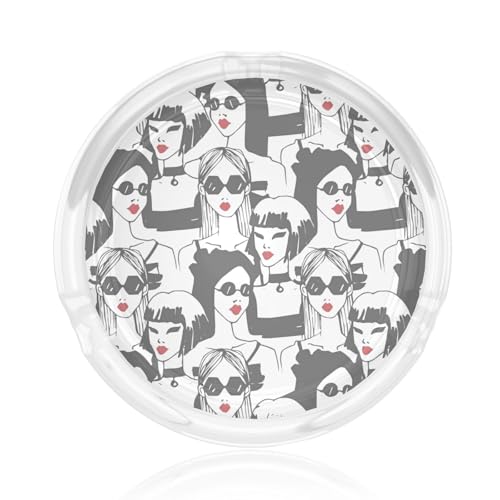 Runder Glasaschenbecher für Damen, Sonnenbrille, 8,4 cm, klarer Kristall, für Zuhause, Büro und Außenbereich Runder Glasaschenbecher für Damen, Sonnenbrille, 8,4 cm, klarer Kristall, für Zuhause, Büro und Außenbereich von JaoXer