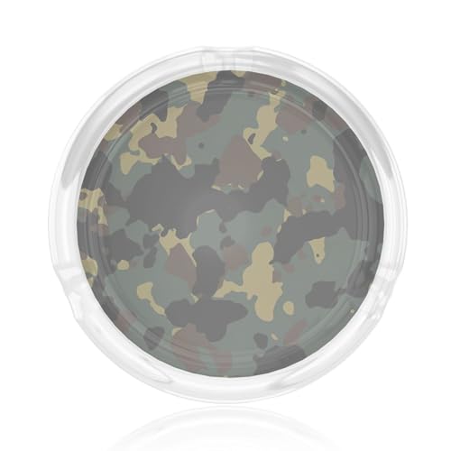 Runder Glasaschenbecher mit Camouflage-Muster, 8,4 cm, klarer Kristall, für Zuhause, Büro und Außenbereich Runder Glasaschenbecher mit Camouflage-Muster, 8,4 cm, klarer Kristall, für Zuhause, Büro und Außenbereich von JaoXer