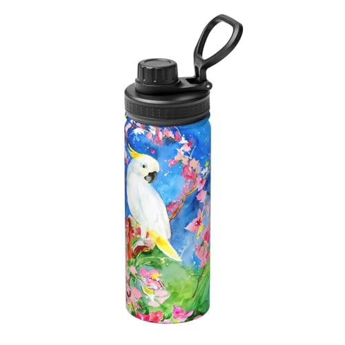 Schöner Kakadu Vogel Blume 510.3 g Sport Isolierter Wasserkocher - Doppelwandige Thermoskanne für heiße und kalte Getränke - Perfekt für Reisen, Camping Schöner Kakadu Vogel Blume 510.3 g Sport Isolierter Wasserkocher - Doppelwandige Thermoskanne für heiße und kalte Getränke - Perfekt für Reisen, Camping von JaoXer