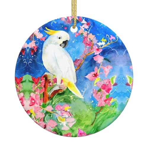 Schöner Kakadu Vogel Blume Weihnachtsbaum Keramik Hängende Dekorative Ornamente für Weihnachten, Feiertage - Wandhalterung Dekor für Zuhause, Partys Schöner Kakadu Vogel Blume Weihnachtsbaum Keramik Hängende Dekorative Ornamente für Weihnachten, Feiertage - Wandhalterung Dekor für Zuhause, Partys von JaoXer