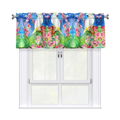 Schöner Vorhang mit Kakadu-Vogel-Blumendruck, 137,2 x 45,7 cm, Fensterdekoration für Heimdekoration, perfekt für Badezimmer, Waschküche Schöner Vorhang mit Kakadu-Vogel-Blumendruck, 137,2 x 45,7 cm, Fensterdekoration für Heimdekoration, perfekt für Badezimmer, Waschküche von JaoXer