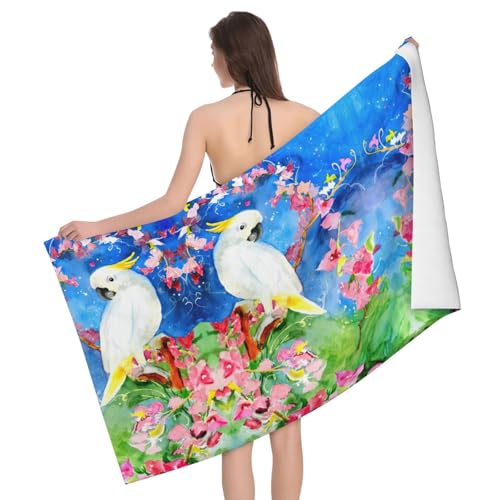 Schönes Kakadu-Badetuch-Set mit Vogelblumen, weiche Mikrofaser-Badetücher, perfekt für Zuhause, Fitnessstudio, Strand und Reisen Schönes Kakadu-Badetuch-Set mit Vogelblumen, weiche Mikrofaser-Badetücher, perfekt für Zuhause, Fitnessstudio, Strand und Reisen von JaoXer