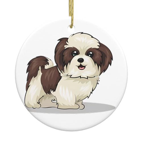 Shih Tzu Hund Keramik Weihnachtsbaum Ornament – festliche, runde hängende Dekoration für Weihnachten, Feiertage, Hochzeiten und mehr Shih Tzu Hund Keramik Weihnachtsbaum Ornament – festliche, runde hängende Dekoration für Weihnachten, Feiertage, Hochzeiten und mehr von JaoXer