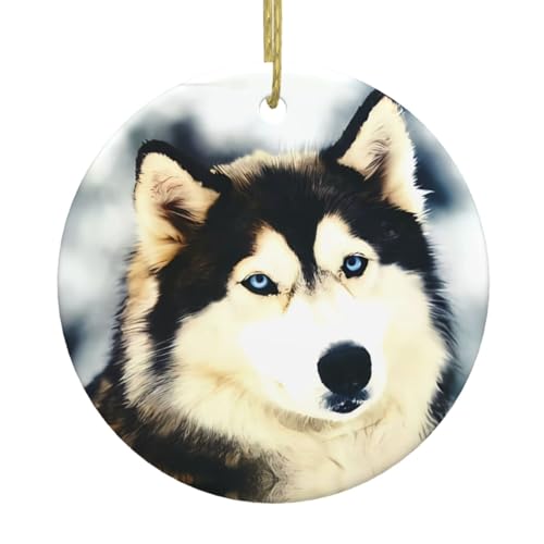 Sibirischer Husky Keramik-Weihnachtsbaumschmuck – festliche, runde hängende Dekoration für Weihnachten, Feiertage, Hochzeiten und mehr Sibirischer Husky Keramik-Weihnachtsbaumschmuck – festliche, runde hängende Dekoration für Weihnachten, Feiertage, Hochzeiten und mehr von JaoXer