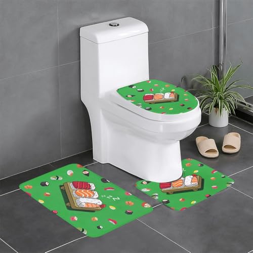 Sleeping Sushi 3-teiliges Badezimmerteppich-Set, WC-Bodenteppich, Badewanne, Dusche, waschbare Matten – bequeme und langlebige Badteppiche Sleeping Sushi 3-teiliges Badezimmerteppich-Set, WC-Bodenteppich, Badewanne, Dusche, waschbare Matten – bequeme und langlebige Badteppiche von JaoXer