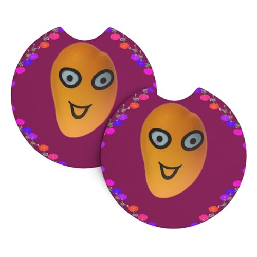 Smiley Mango Print Car Interior Cup Holder Pad - 2 Pack Universal Drink Coasters for Trucks SUVs Vans Boats - Car Gift Smiley Mango Print Car Interior Cup Holder Pad - 2 Pack Universal Drink Coasters for Trucks SUVs Vans Boats - Car Gift von JaoXer