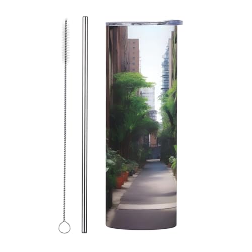 Straw Zweiteiliges Set Edelstahlbecher mit Deckel, 590 ml, aUrban Dschungel-Druck, isolierte Wasserflasche, perfekt für Sport, Büro und Zuhause Straw Zweiteiliges Set Edelstahlbecher mit Deckel, 590 ml, aUrban Dschungel-Druck, isolierte Wasserflasche, perfekt für Sport, Büro und Zuhause von JaoXer