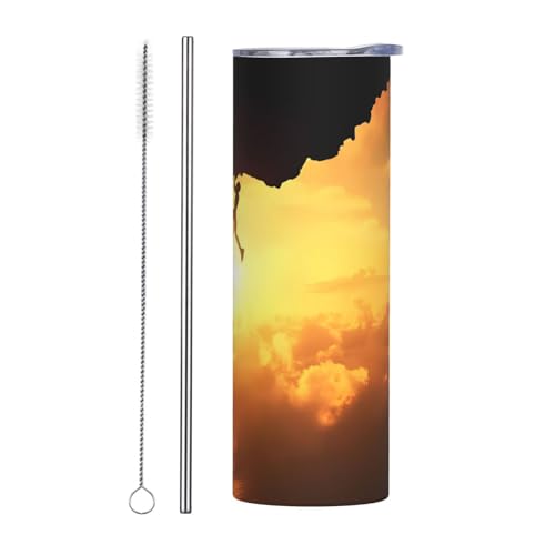 Straw Zweiteiliges Set Edelstahlbecher mit Deckel – 590 ml Klettern Sport Druck Isolierte Wasserflasche, perfekt für Sport, Büro und Zuhause Straw Zweiteiliges Set Edelstahlbecher mit Deckel – 590 ml Klettern Sport Druck Isolierte Wasserflasche, perfekt für Sport, Büro und Zuhause von JaoXer