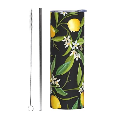 Straw Zweiteiliges Set Edelstahlbecher mit Deckel – 590 ml isolierte Wasserflasche mit Zitronen- und Blumendruck, perfekt für Sport, Büro und Zuhause Straw Zweiteiliges Set Edelstahlbecher mit Deckel – 590 ml isolierte Wasserflasche mit Zitronen- und Blumendruck, perfekt für Sport, Büro und Zuhause von JaoXer