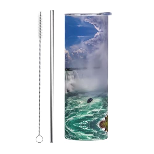 Stroh-Trinkflasche, zweiteilig, Edelstahlbecher mit Deckel, 590 ml, Niagarafällen-Druck, isolierte Wasserflasche, perfekt für Sport, Büro und Zuhause Stroh-Trinkflasche, zweiteilig, Edelstahlbecher mit Deckel, 590 ml, Niagarafällen-Druck, isolierte Wasserflasche, perfekt für Sport, Büro und Zuhause von JaoXer
