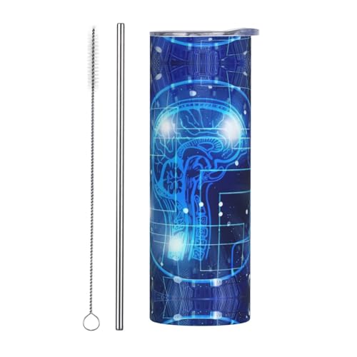 Stroh-Trinkflasche, zweiteilig, Edelstahlbecher mit Deckel, 590 ml, künstliche Intelligenz, Gehirndruck, isolierte Wasserflasche, perfekt für Sport, Büro und Zuhause Stroh-Trinkflasche, zweiteilig, Edelstahlbecher mit Deckel, 590 ml, künstliche Intelligenz, Gehirndruck, isolierte Wasserflasche, perfekt für Sport, Büro und Zuhause von JaoXer