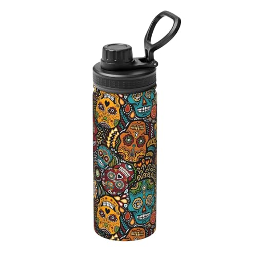 Sugar Skull Print Isolierter Wasserkocher, 530 ml, doppelwandige Thermoskanne für heiße und kalte Getränke, perfekt für Reisen, Camping Sugar Skull Print Isolierter Wasserkocher, 530 ml, doppelwandige Thermoskanne für heiße und kalte Getränke, perfekt für Reisen, Camping von JaoXer