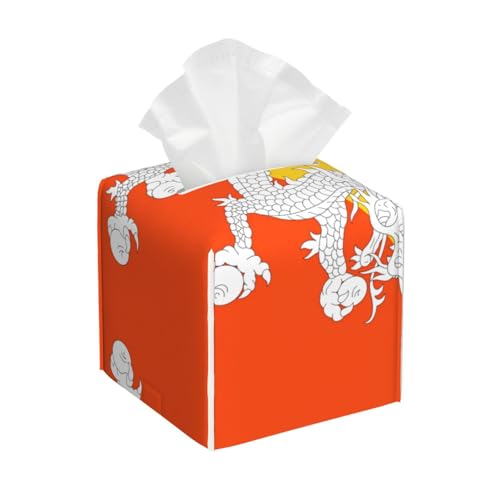 Taschentuchbox mit Flagge des Königreichs Bhutan, Leder, faltbar, Organizer für Badezimmer, Wohnzimmer, Büro, Auto und mehr von JaoXer