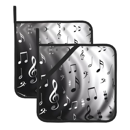 Topflappen-Set mit Musiknoten für Küche und Grill, hitzebeständige Hotpads und Topflappen, perfekt zum Backen, Grillen Topflappen-Set mit Musiknoten für Küche und Grill, hitzebeständige Hotpads und Topflappen, perfekt zum Backen, Grillen von JaoXer