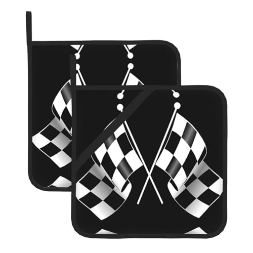 Topflappen-Set mit schwarz-weißer Formel, karierte Flaggen, für Küche und Grill, hitzebeständige Hotpads und Topflappen, perfekt zum Backen, Grillen Topflappen-Set mit schwarz-weißer Formel, karierte Flaggen, für Küche und Grill, hitzebeständige Hotpads und Topflappen, perfekt zum Backen, Grillen von JaoXer