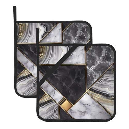 Topflappen-Set mit schwarzer Marmorstruktur, goldfarben, für Küche und Grill, hitzebeständige Hotpads und Topflappen, perfekt zum Backen, Grillen Topflappen-Set mit schwarzer Marmorstruktur, goldfarben, für Küche und Grill, hitzebeständige Hotpads und Topflappen, perfekt zum Backen, Grillen von JaoXer