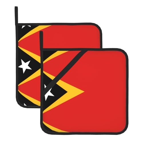 Topflappen-Sets mit Aufdruck der Demokratischen Republik Timor, hitzebeständige Topflappen, Küchenofenhandschuhe zum Backen, Grillen und für die Mikrowelle Topflappen-Sets mit Aufdruck der Demokratischen Republik Timor, hitzebeständige Topflappen, Küchenofenhandschuhe zum Backen, Grillen und für die Mikrowelle von JaoXer